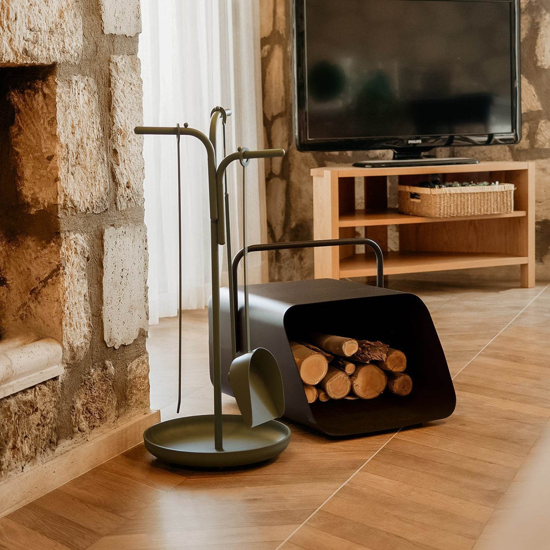Tub Şömine Aksesuar Seti - Koyu Kahverengi - Oobje Design